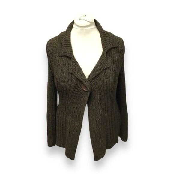 Solola Vintage Women’s Oversize Button Snap Front Cardigan, Olive, size 40EU - Picture 1 of 7